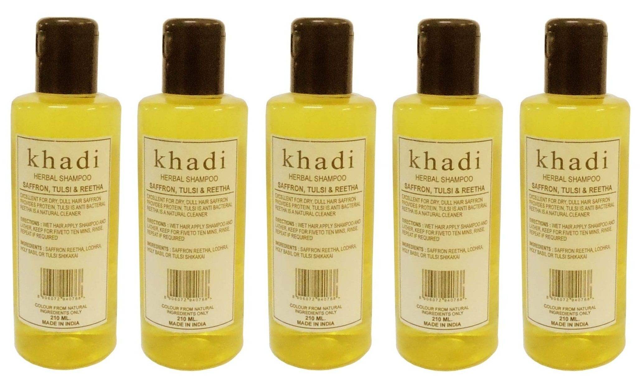     			Khadi Herbal Saffron, Tulsi & Reetha Shampoo 210 ml - Pack of 5