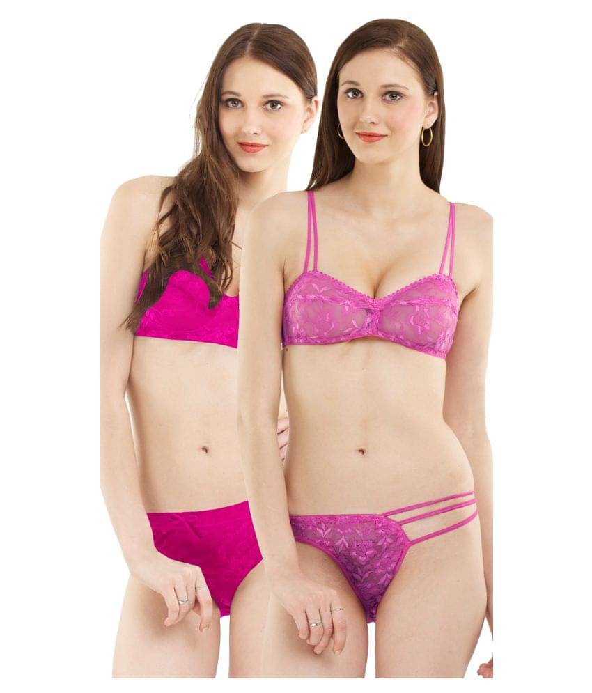 Madam Pack of 2 Net/Mesh Women's Bra & Panty Set ( Multi Color ) Madam Pack of 2 Net/Mesh Women's Bra & Panty Set ( Multi Color )