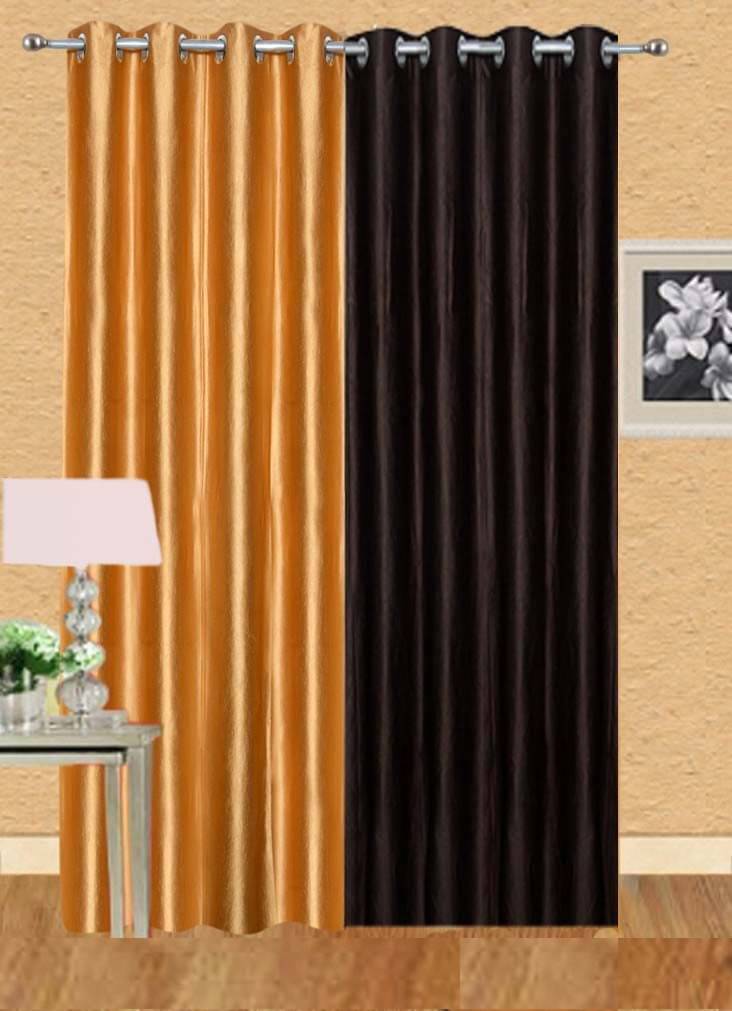    			Stella Creations Set of 2 Long Door Eyelet Curtains Solid Multi Color
