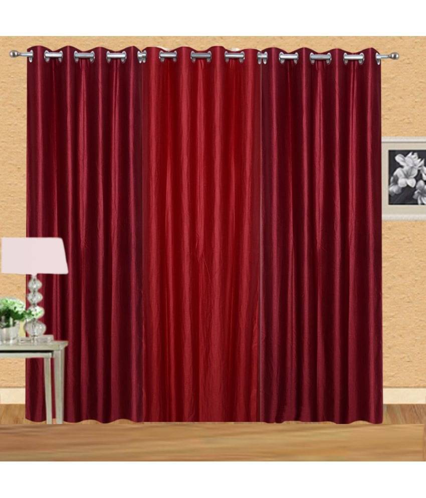 Stella Creations Set of 3 Door Eyelet Curtains Solid Maroon Stella Creations Set of 3 Door Eyelet Curtains Solid Maroon
