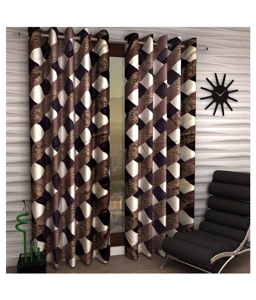 Panipat Textile Hub Floral Semi-Transparent Eyelet Door Curtain 7 ft Pack of 2 -Multi Color Panipat Textile Hub Floral Semi-Transparent Eyelet Door Curtain 7 ft Pack of 2 -Multi Color