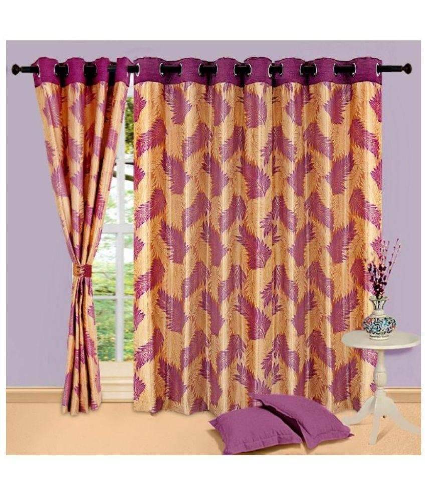     			Tanishka Fabs Printed Semi-Transparent Eyelet Door Curtain 7 ft Pack of 4 -Multi Color