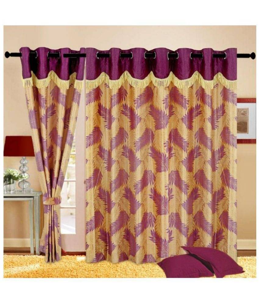 Tanishka Fabs Floral Semi-Transparent Eyelet Door Curtain 7 ft Pack of 3 -Multi Color Tanishka Fabs Floral Semi-Transparent Eyelet Door Curtain 7 ft Pack of 3 -Multi Color