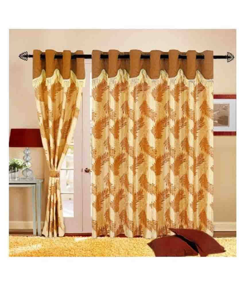Tanishka Fabs Floral Semi-Transparent Eyelet Door Curtain 7 ft Pack of 2 -Multi Color Tanishka Fabs Floral Semi-Transparent Eyelet Door Curtain 7 ft Pack of 2 -Multi Color