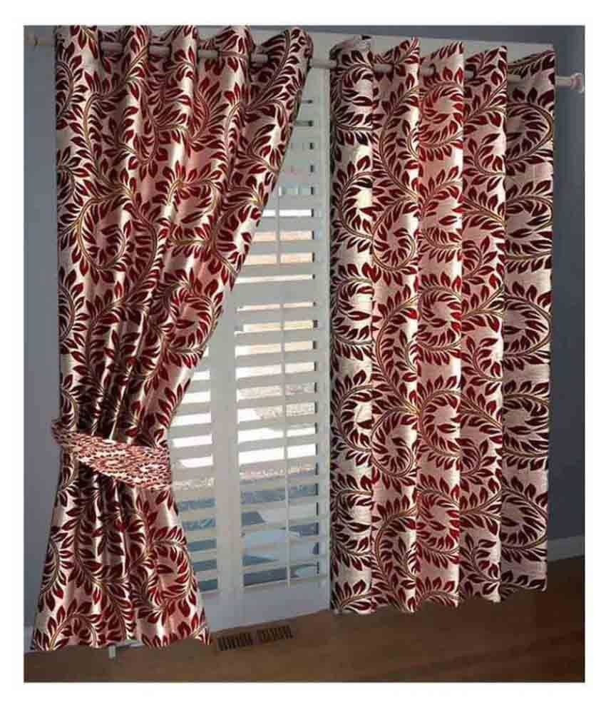 Tanishka Fabs Printed Semi-Transparent Eyelet Door Curtain 7 ft Pack of 4 -Multi Color Tanishka Fabs Printed Semi-Transparent Eyelet Door Curtain 7 ft Pack of 4 -Multi Color