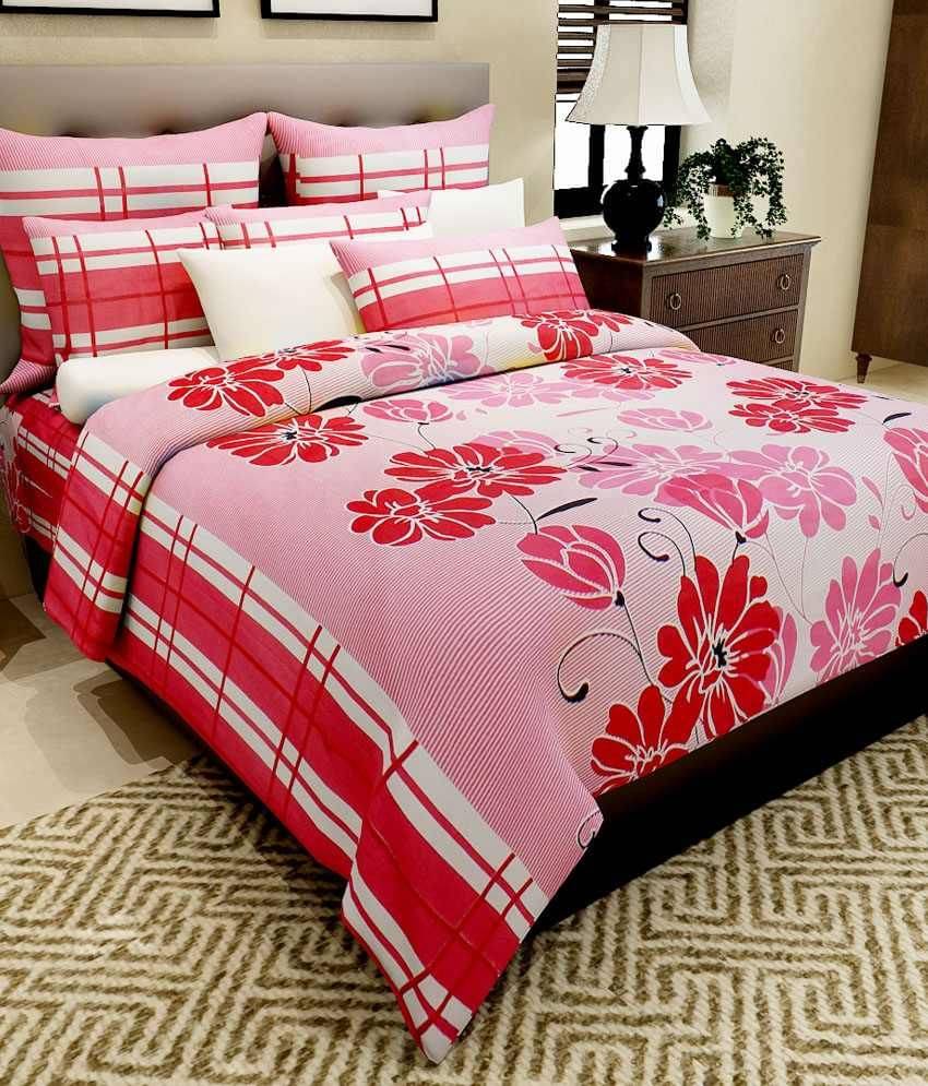     			Home Candy Cotton 1 Bedsheet with 2 Pillow Covers ( x )