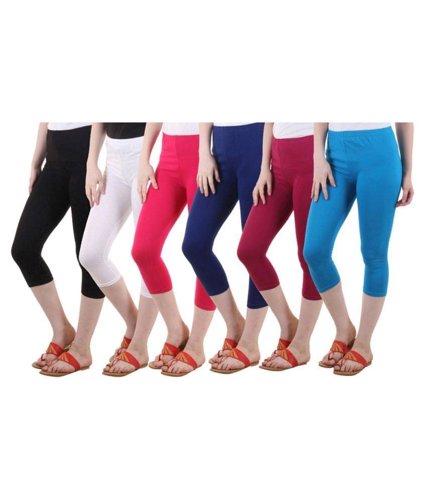     			Diaz Multi Color Cotton Lycra Capris
