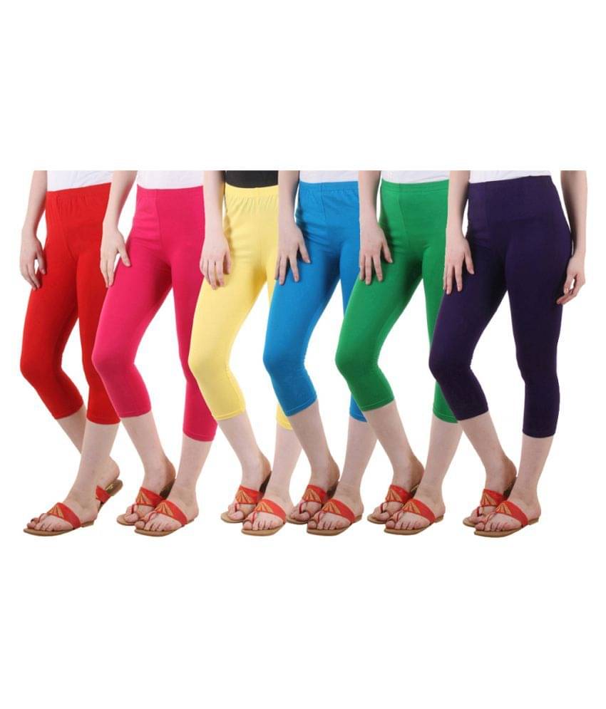     			Diaz Multi Color Cotton Lycra Capris
