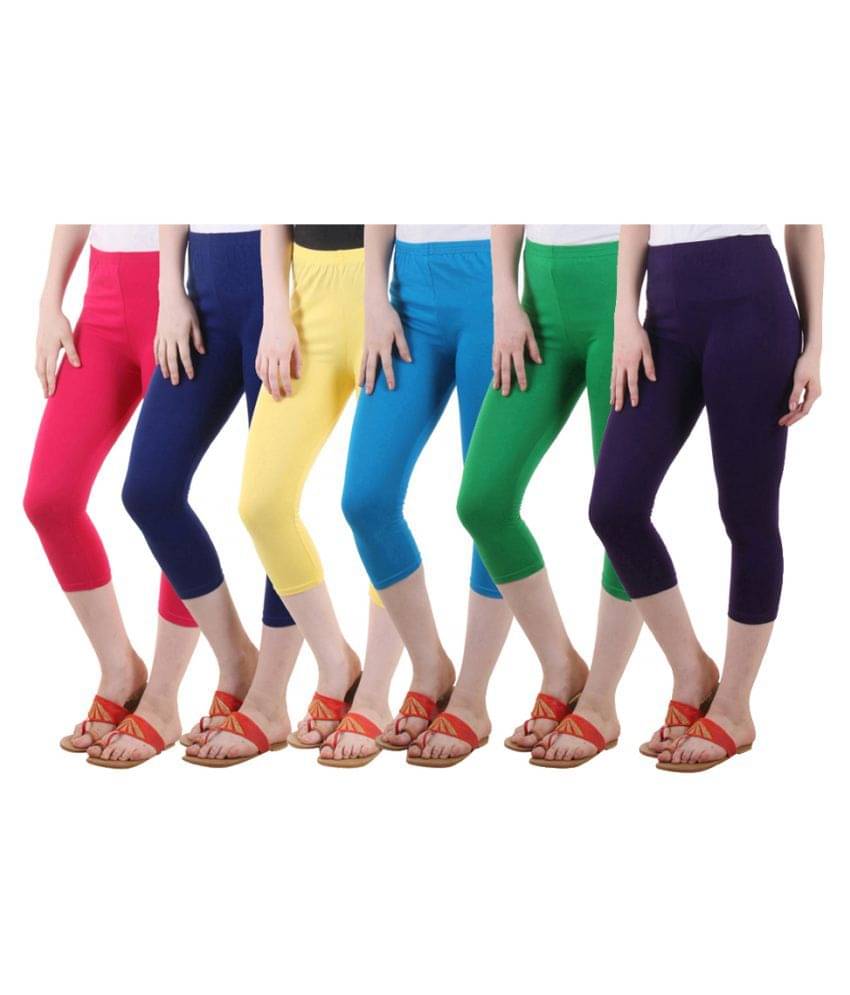     			Diaz Multi Color Cotton Lycra Capris