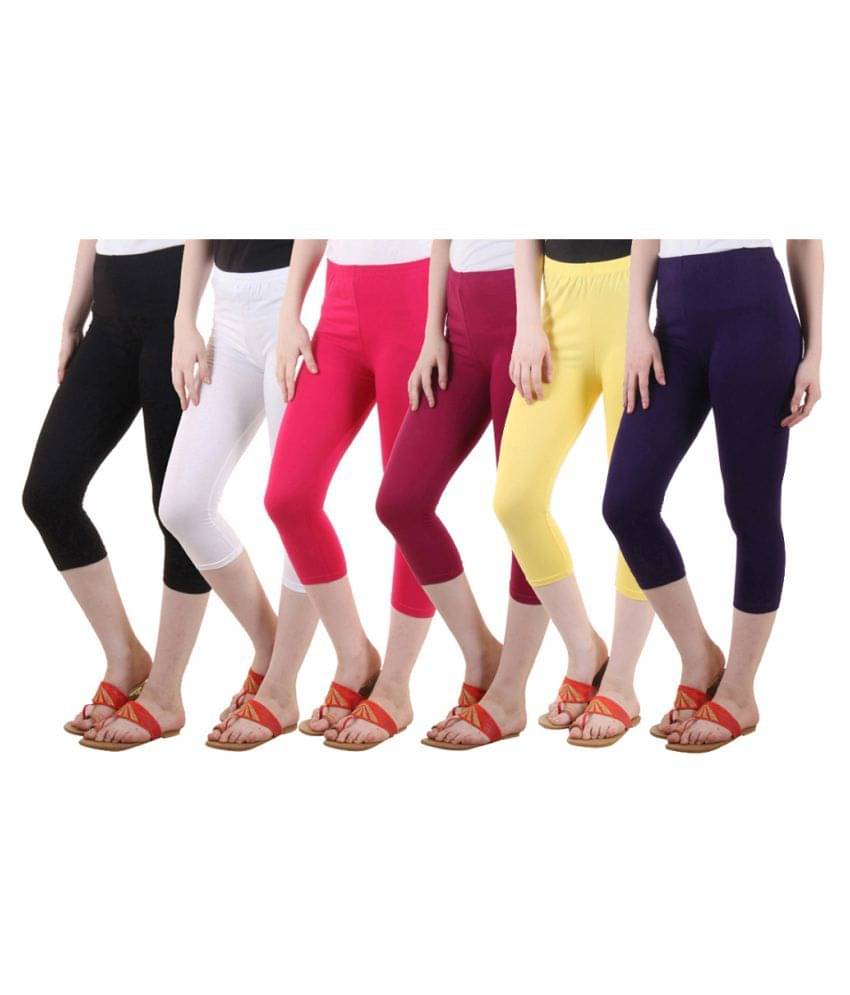     			Diaz Multi Color Cotton Lycra Capris
