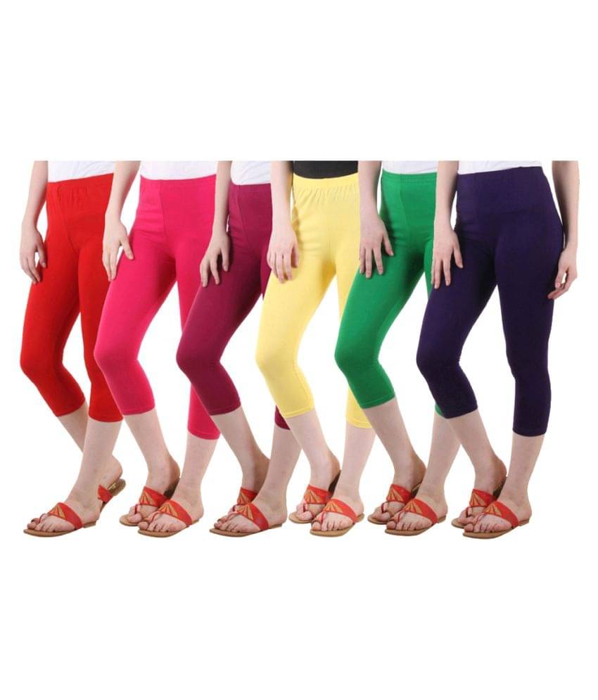     			Diaz Multi Color Cotton Lycra Capris