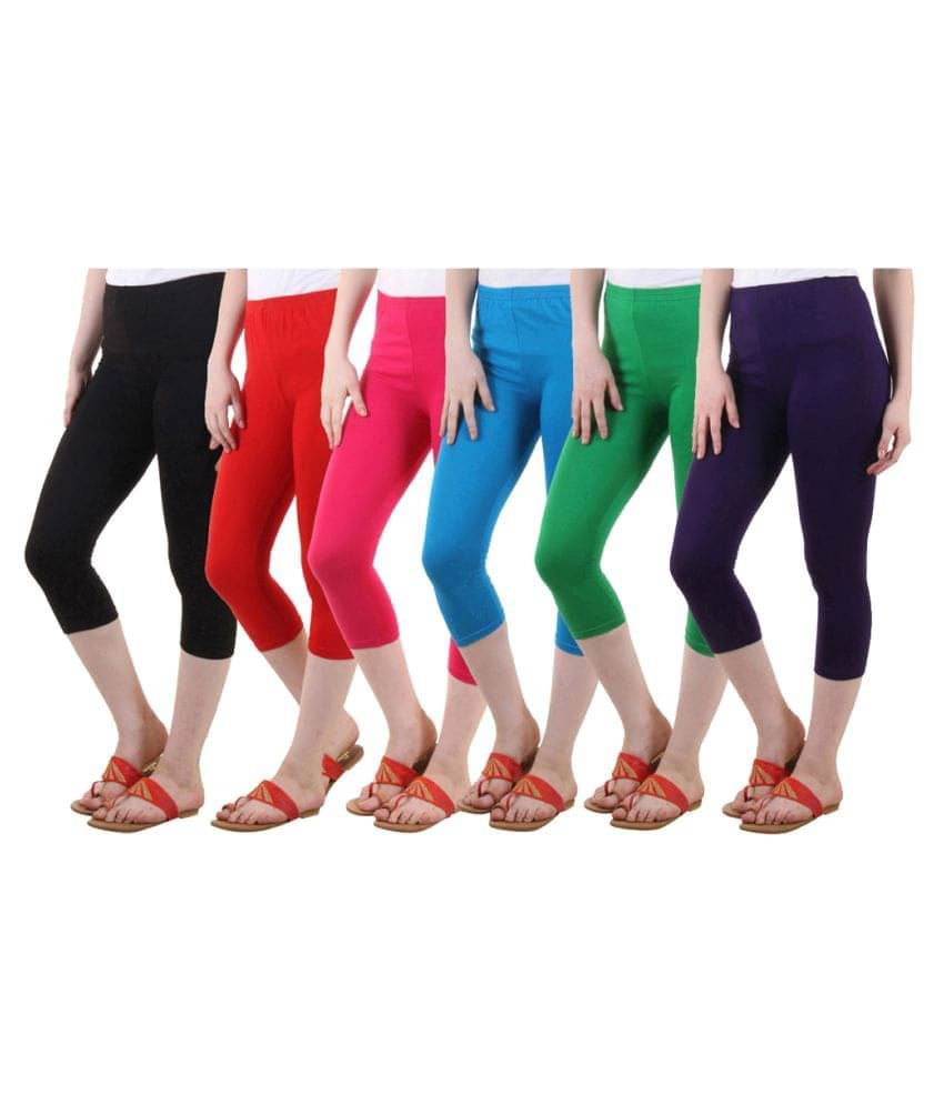     			Diaz Multi Color Cotton Lycra Capris