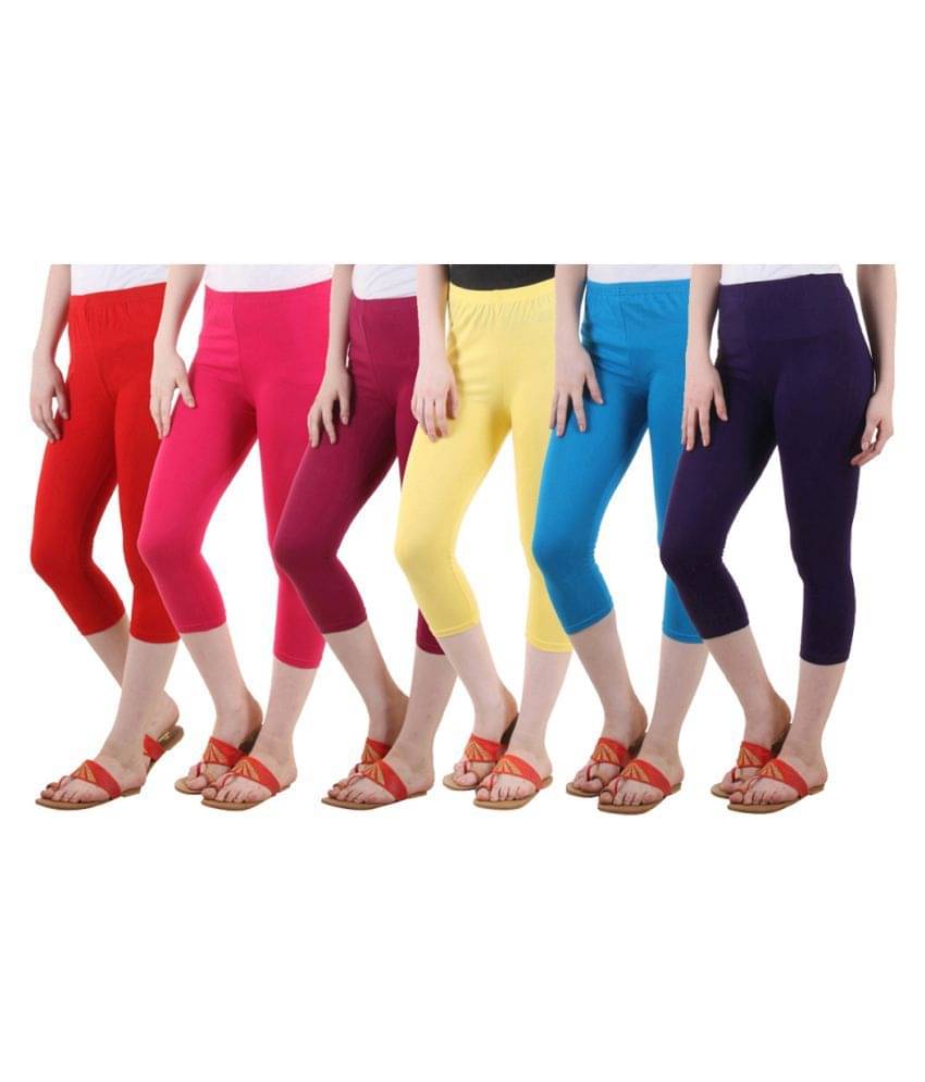     			Diaz Multi Color Cotton Lycra Capris