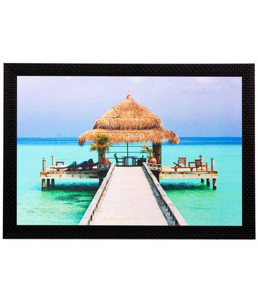     			eCraftIndia Multicoloured Beautiful Inside Sea Hut UV Framed Wall Art
