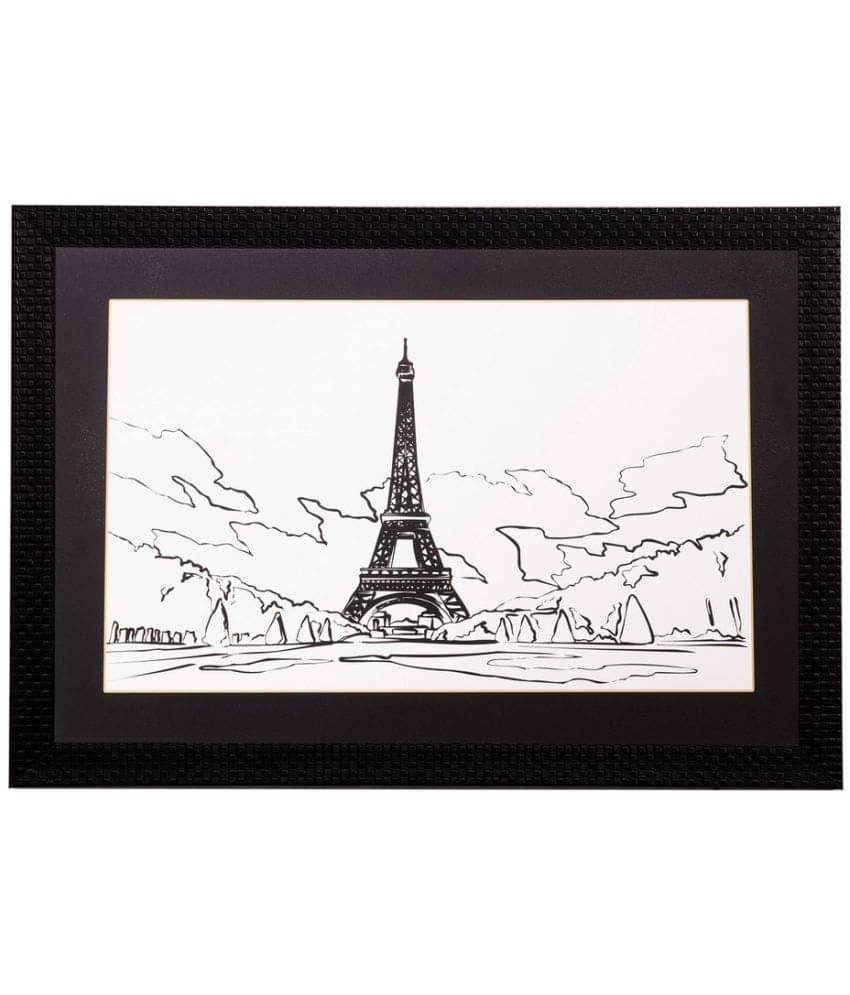 eCraftIndia Black & White Lovely Eiffel Tower Matt Textured Wall Art     			eCraftIndia Black & White Lovely Eiffel Tower Matt Textured Wall Art
