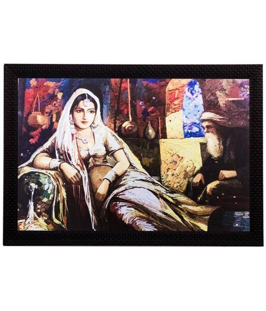     			eCraftIndia Multicoloured Sitting Woman Framed Wall Art