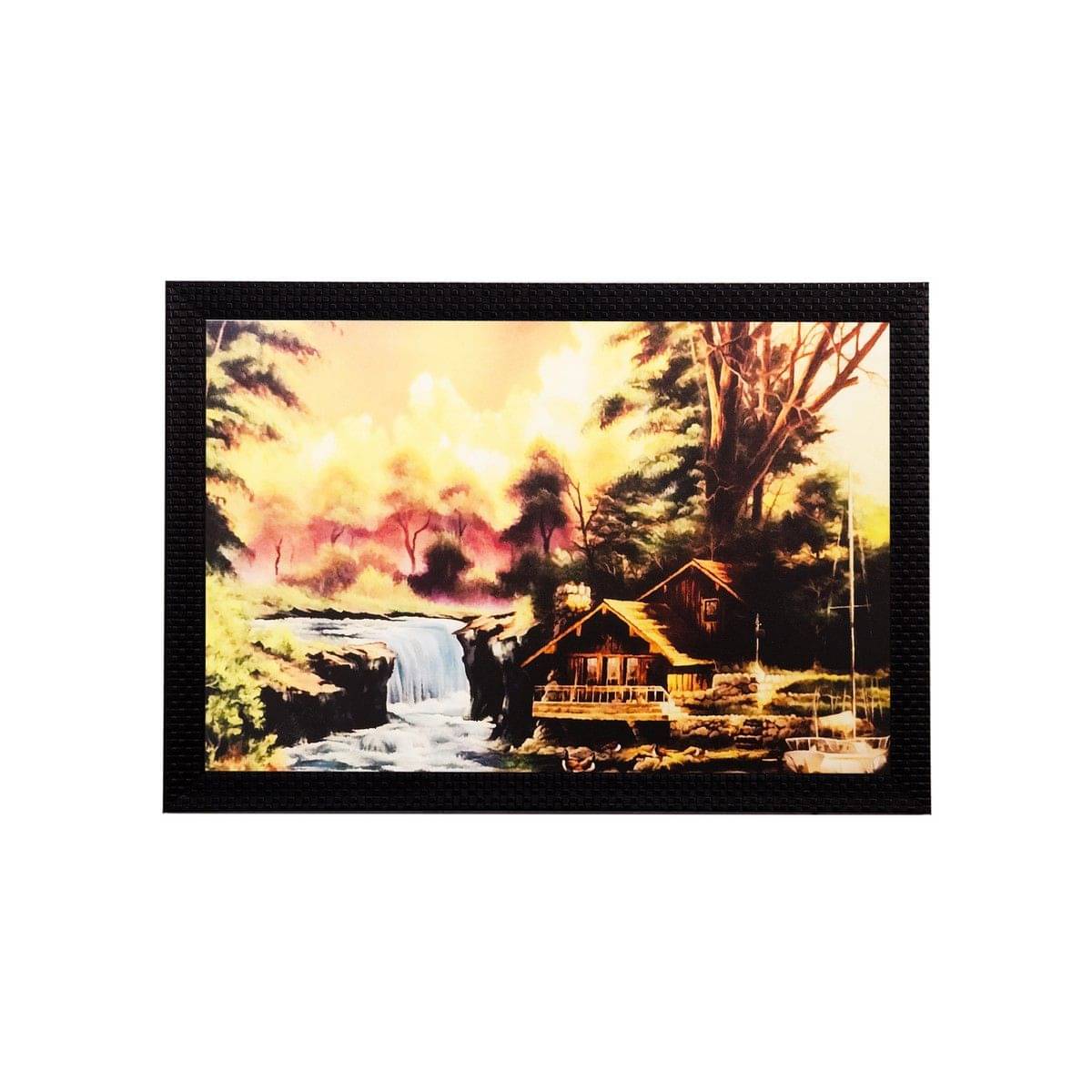 eCraftIndia Multicoloured Village Scenery Matt Texture Framed Wall Art eCraftIndia Multicoloured Village Scenery Matt Texture Framed Wall Art