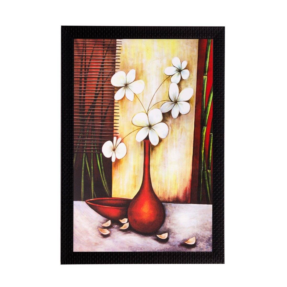    			eCraftIndia Multicoloured Botanical White Flowers Framed Wall Art