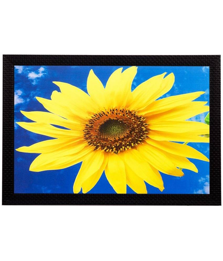     			eCraftIndia Yellow & Blue Sunflower UV Framed Wall Art