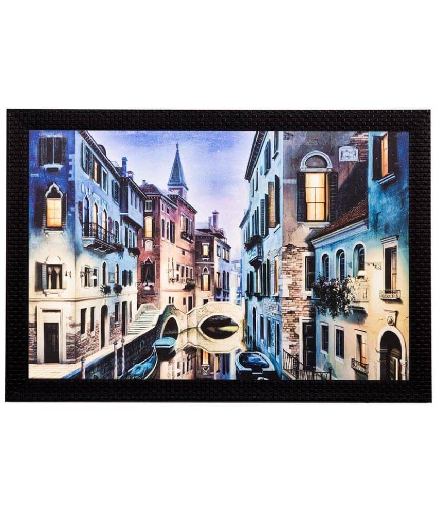     			eCraftIndia Multicoloured City View Framed UV Wall Art