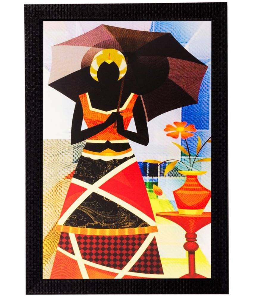 eCraftIndia Multicoloured Abstract Lady with Umbrella Framed Wall Art eCraftIndia Multicoloured Abstract Lady with Umbrella Framed Wall Art