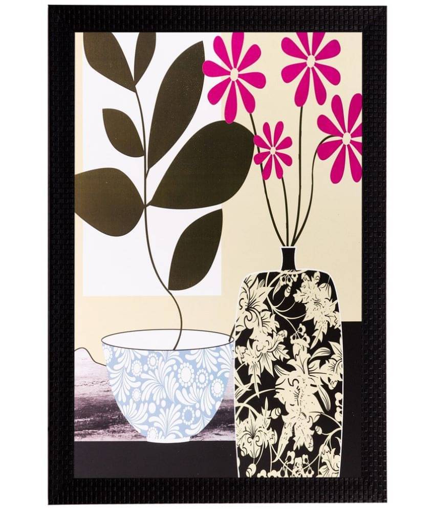     			eCraftIndia Multicoloured Flower UV Framed Wall Art
