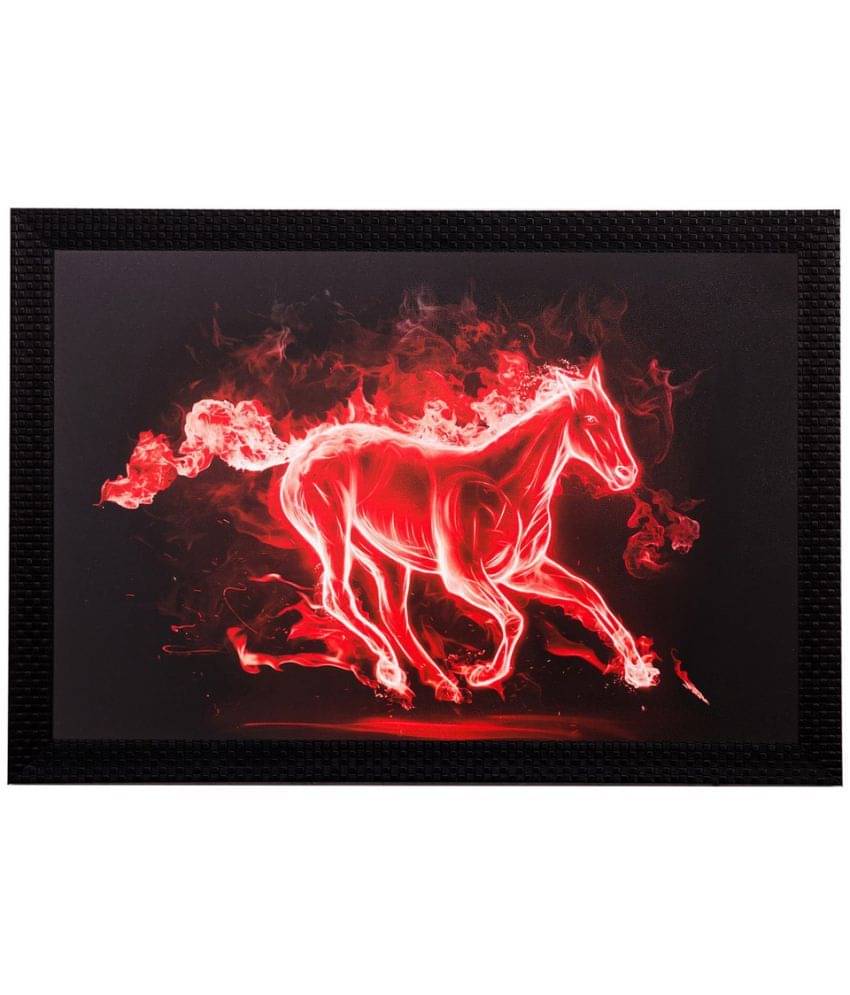     			eCraftIndia Red Flamed Horse Framed UV Wall Art