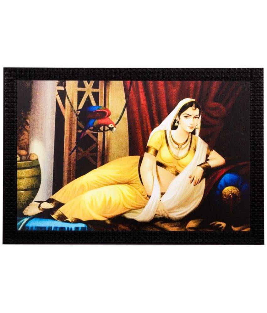     			eCraftIndia Multicoloured Pretty Woman Matt Textured UV Framed Wall Art