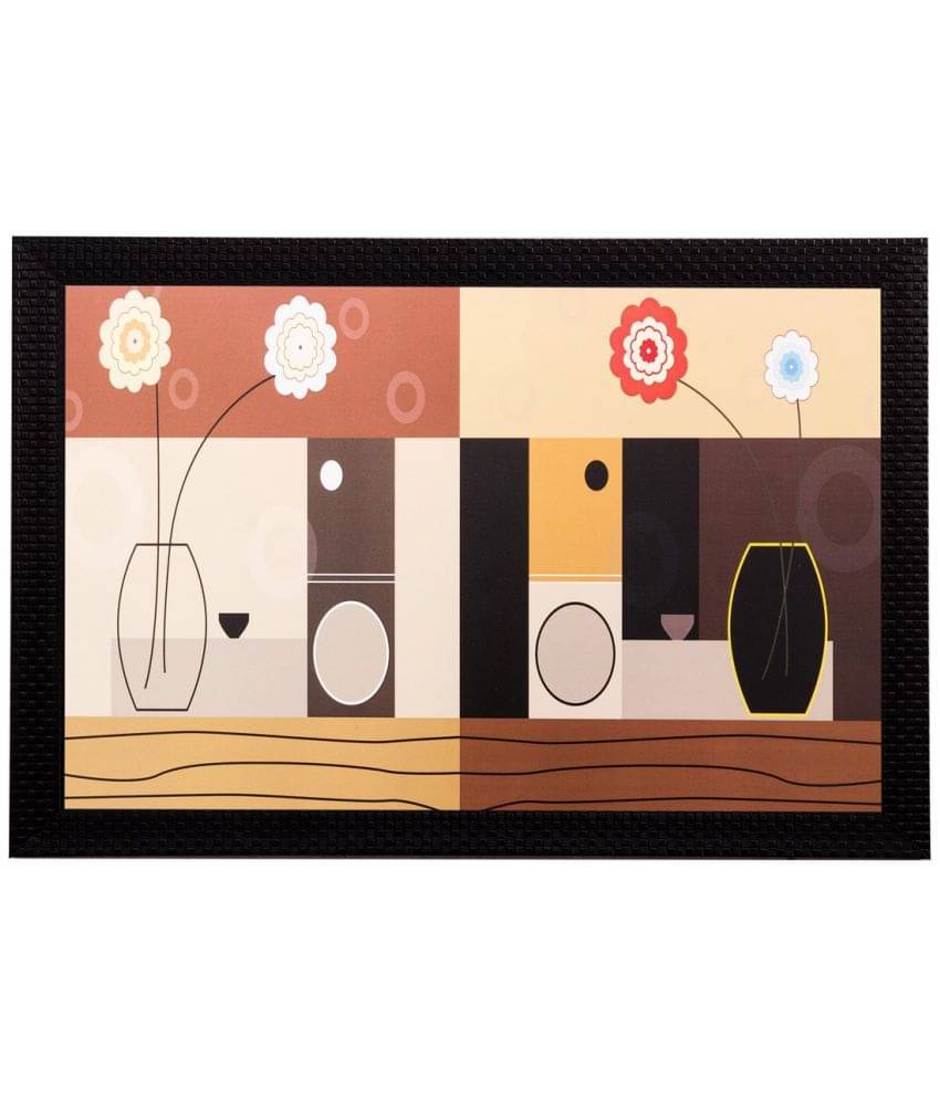     			eCraftIndia Multicoloured Flower and Vase UV Framed Wall Art