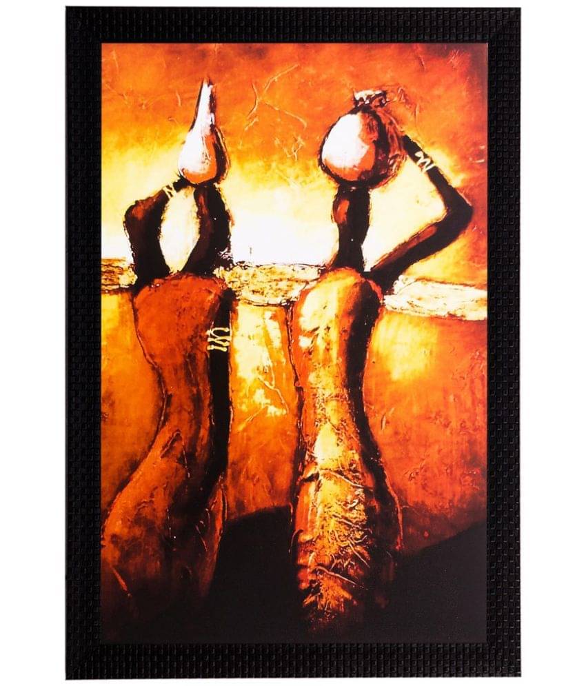     			eCraftIndia Multicoloured Tribal Women UV Framed Wall Art