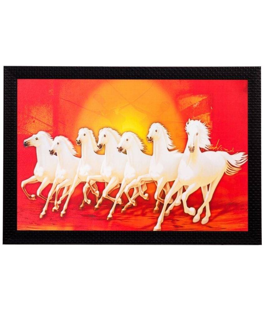 eCraftIndia Multicoloured Running Horses Satin Matt Framed UV Wall Art eCraftIndia Multicoloured Running Horses Satin Matt Framed UV Wall Art