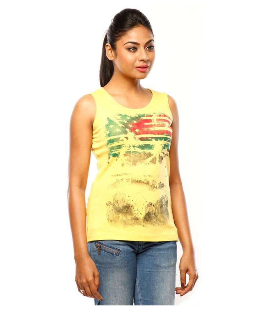     			Huetrap Women's Cotton Tank Top ( Yellow )