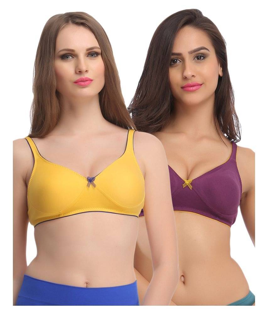     			Clovia Multi Color Cotton T-Shirt/ Seamless Bra