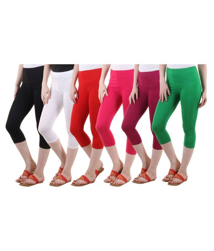 Diaz Multi Color Cotton Lycra Capris Diaz Multi Color Cotton Lycra Capris