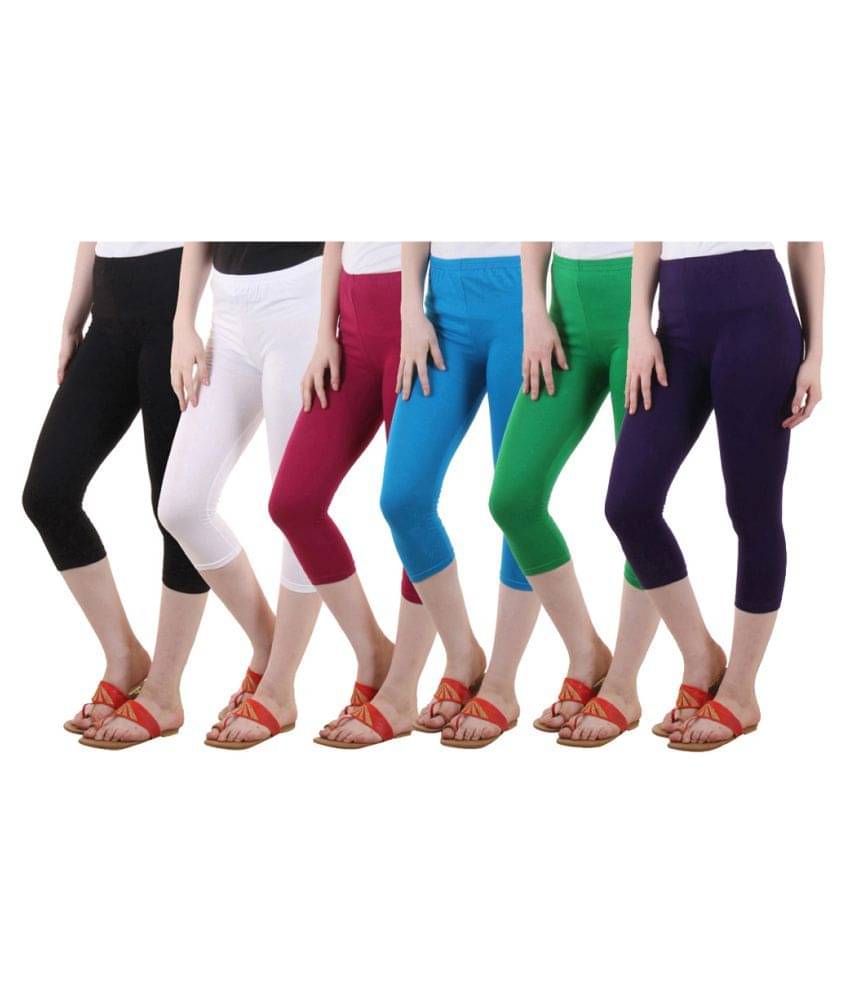 Diaz Multi Color Cotton Lycra Capris Diaz Multi Color Cotton Lycra Capris