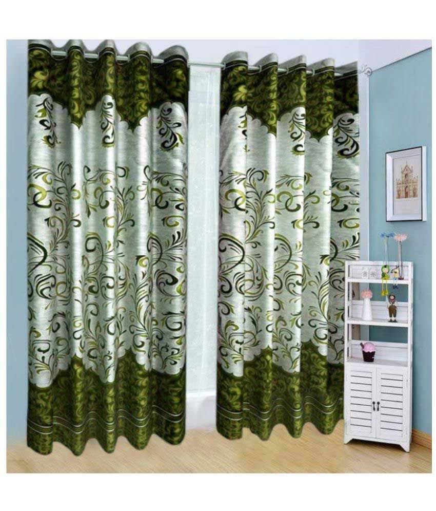 Panipat Textile Hub Floral Semi-Transparent Eyelet Door Curtain 7 ft Pack of 4 -Multi Color Panipat Textile Hub Floral Semi-Transparent Eyelet Door Curtain 7 ft Pack of 4 -Multi Color