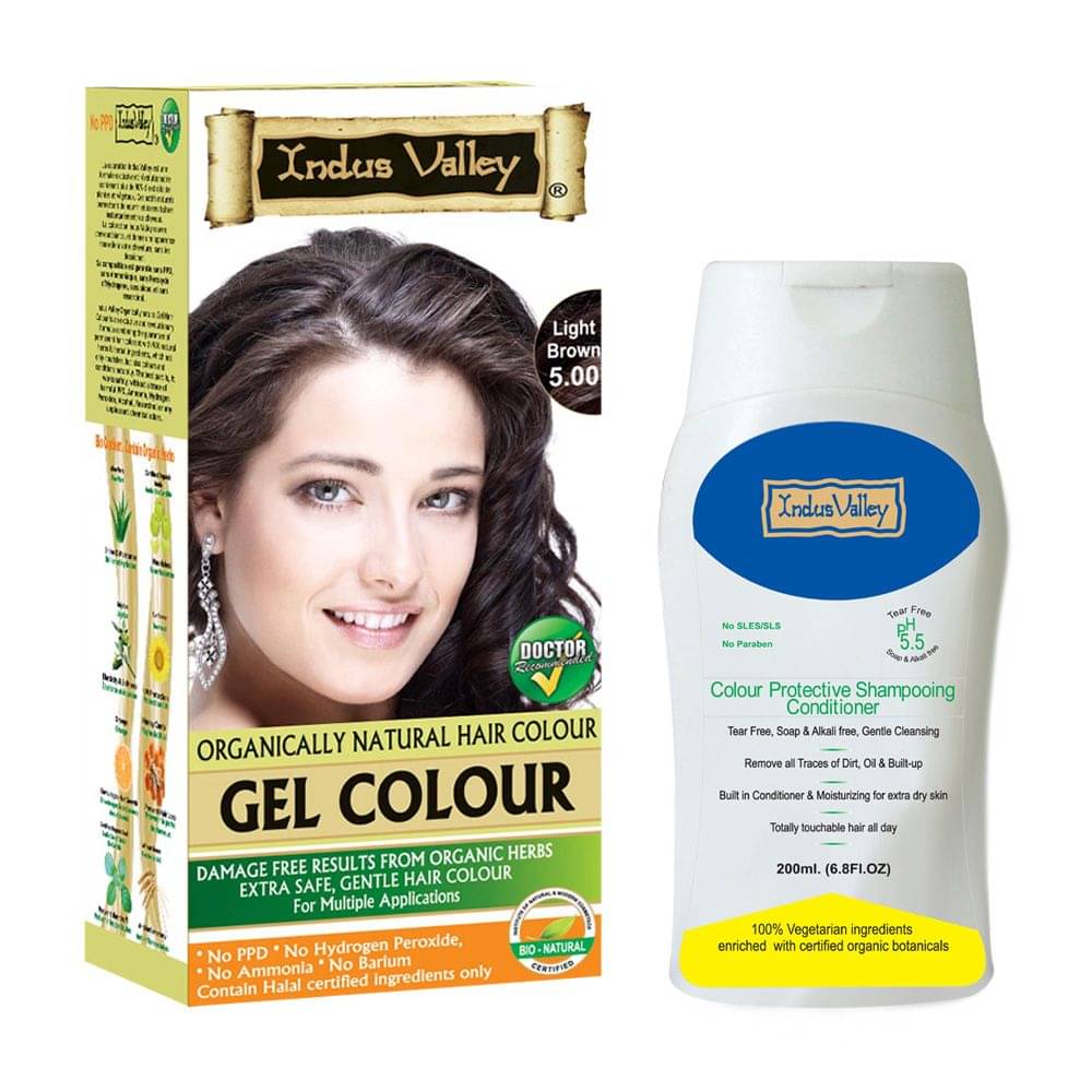     			Indus Valley Hair colour& Care - Color Protection Shampoo and Hair Colour 420g Pack of 1