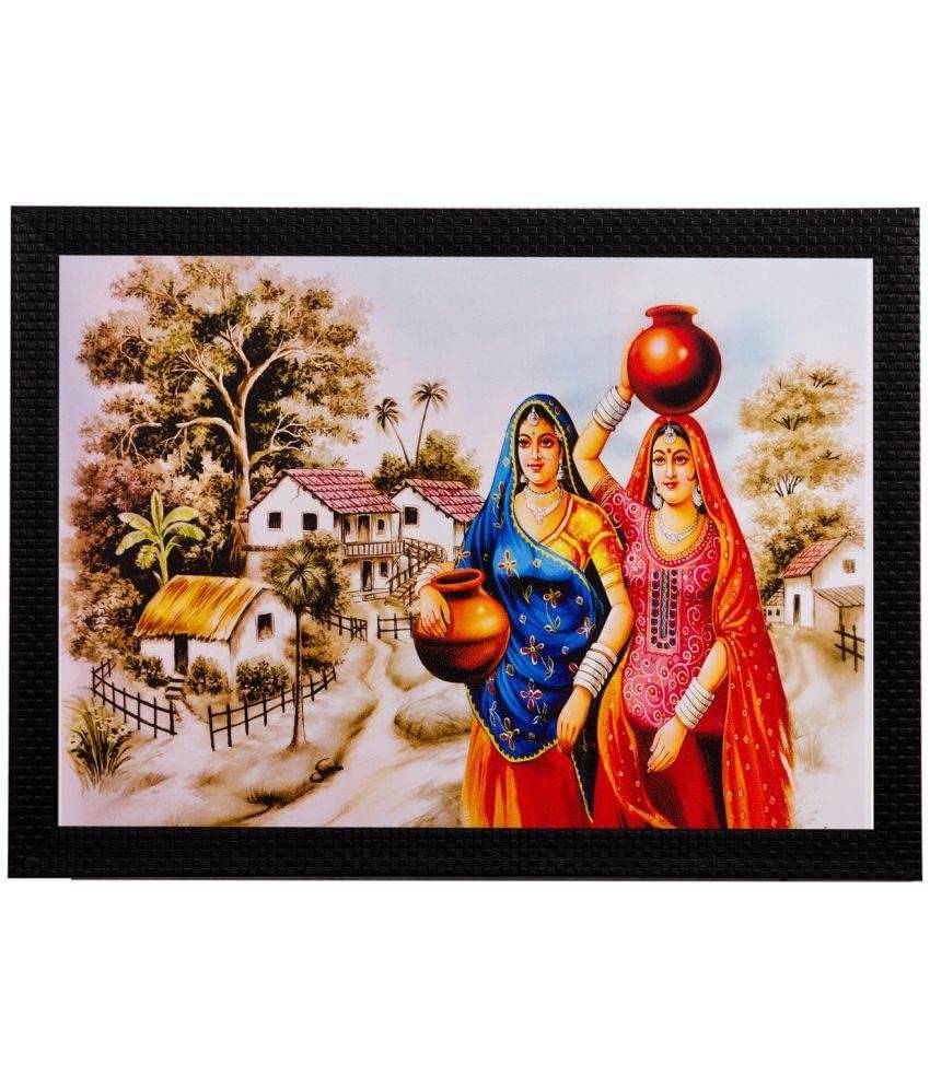 eCraftIndia Multicoloured Village Women Matt Texture Framed Artwork eCraftIndia Multicoloured Village Women Matt Texture Framed Artwork