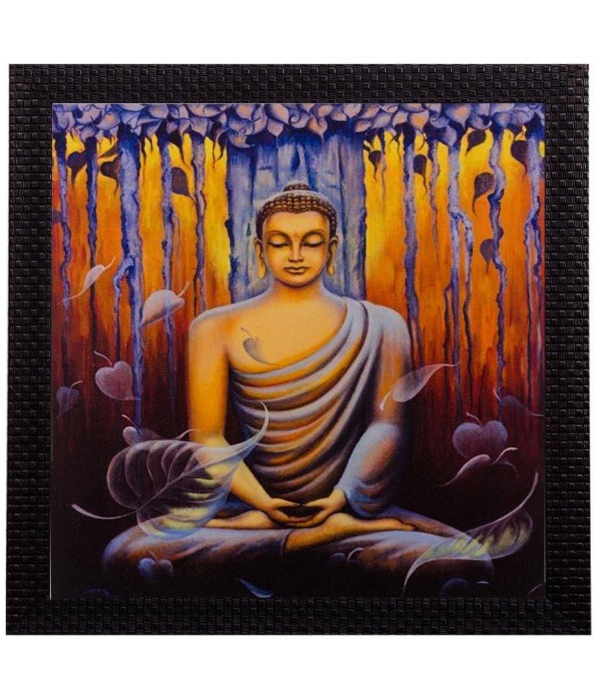    			eCraftIndia Yellow & Blue Meditating Buddha UV Wall Art