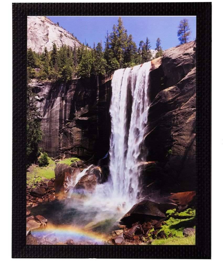 eCraftIndia Multicoloured Waterfall View Matt Framed UV Wall Art eCraftIndia Multicoloured Waterfall View Matt Framed UV Wall Art