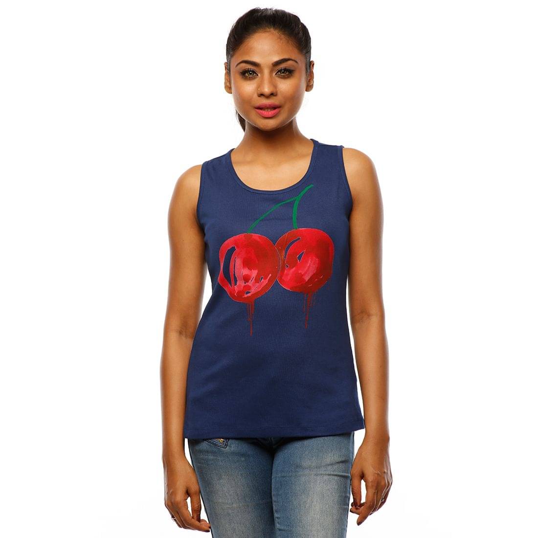     			Huetrap Women's Cotton Tank Top ( Blue )