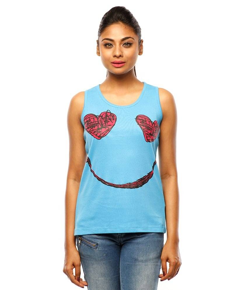     			Huetrap Women's Cotton Tank Top ( Blue )