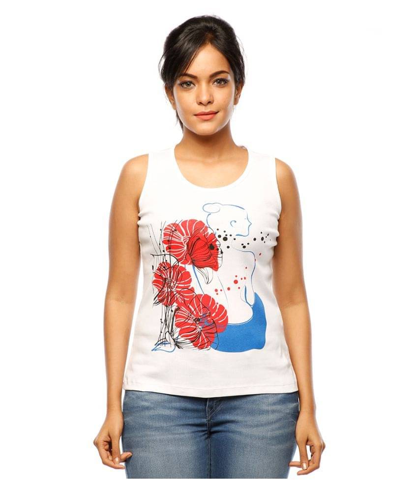Huetrap Women's Cotton Tank Top ( White ) Huetrap Women's Cotton Tank Top ( White )