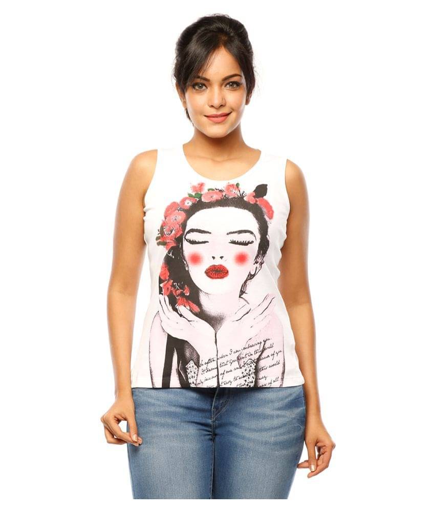 Huetrap Women's Cotton Tank Top ( White ) Huetrap Women's Cotton Tank Top ( White )