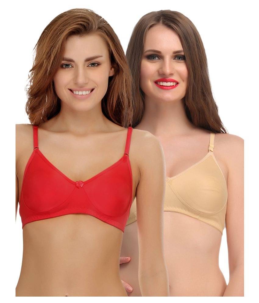 Clovia Multi Color Cotton Lycra T-Shirt/ Seamless Bra Clovia Multi Color Cotton Lycra T-Shirt/ Seamless Bra