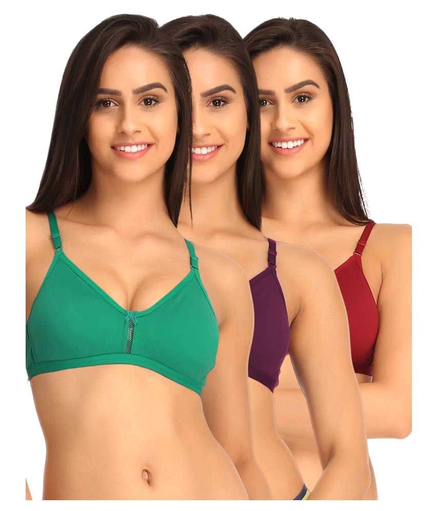     			Clovia Multi Color Cotton T-Shirt/ Seamless Bra