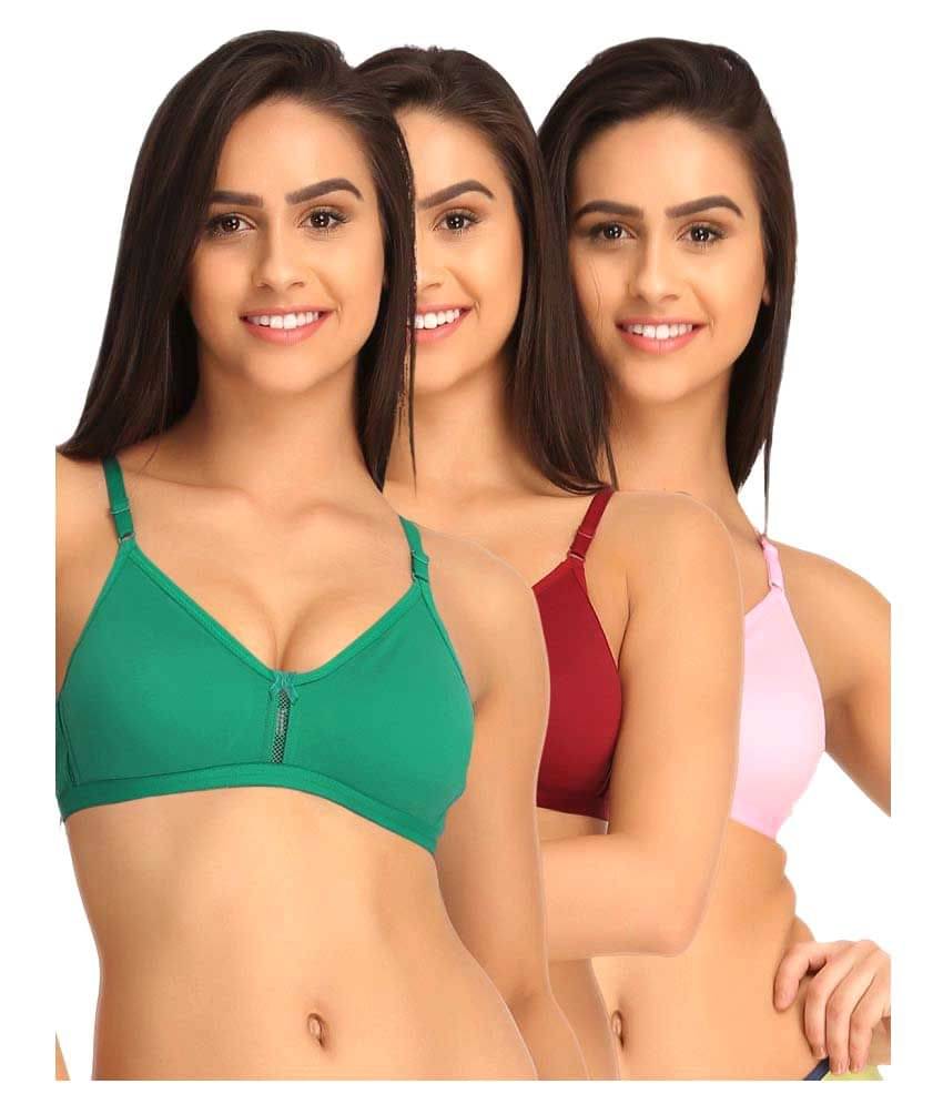 Clovia Multi Color Cotton T-Shirt/ Seamless Bra Clovia Multi Color Cotton T-Shirt/ Seamless Bra