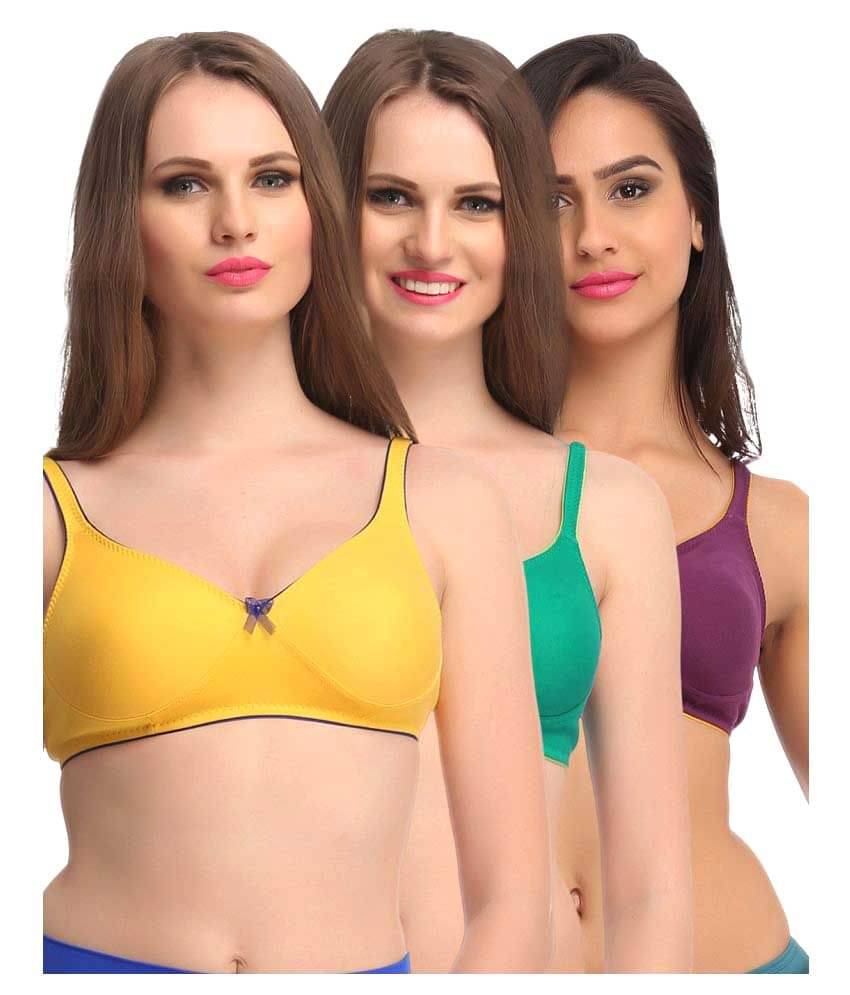 Clovia Multi Color Cotton T-Shirt/ Seamless Bra Clovia Multi Color Cotton T-Shirt/ Seamless Bra