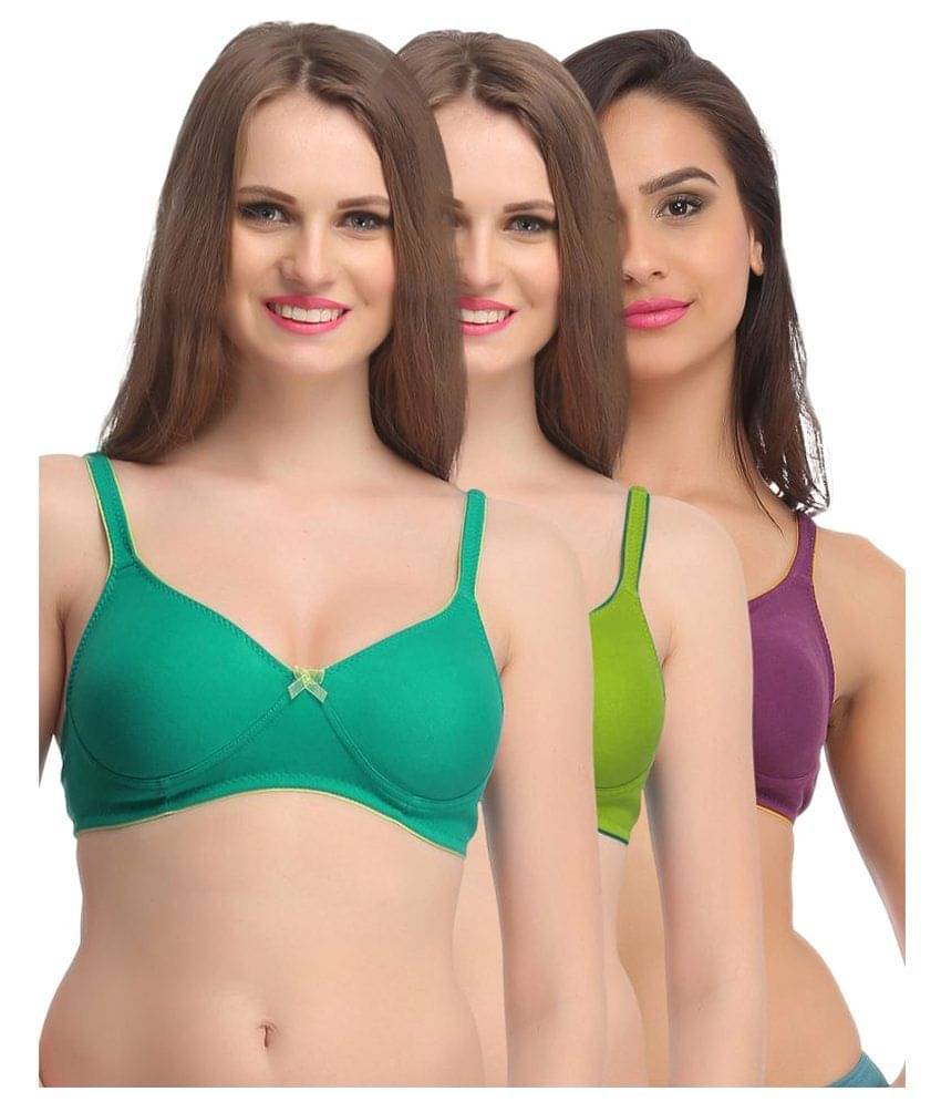 Clovia Multi Color Cotton T-Shirt/ Seamless Bra Clovia Multi Color Cotton T-Shirt/ Seamless Bra