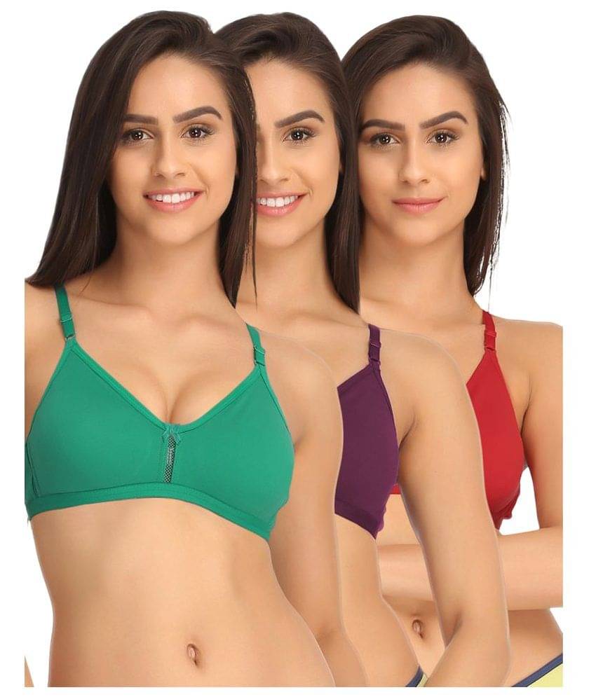     			Clovia Multi Color Cotton T-Shirt/ Seamless Bra